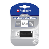 Verbatim Pinstripe 16GB Flash Drive - Black - USB 2.0