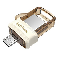 Sandisk Ultra Dual m3 32GB Flash Drive - Gold - Micro / USB 3.0