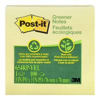 POST- IT NOTES 654-RP 76X76 RECY YELLOW(EACH) - POST- IT NOTES 654-RP 76X76 RECY YELLOW