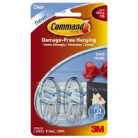 CLEAR HOOKS COMMAND SMALL ADHESIVE 17092CLR(EACH) - CLEAR HOOKS COMMAND SMALL ADHESIVE 17092CLR