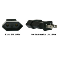 Euro EU to US 2-Pin Power Plug Adapter