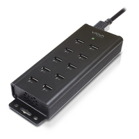 10 Port USB Charger with Smart Charge - 10 x 2.4A Outputs (100W) - Vrova Plus - BLACK Aluminium - * Charge 10 USB devices at once with maximum current