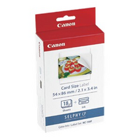 KC18IF Ink/Label Pack  Full Credit Card Size Labels 86x54mm - Canon Ink/Paper Pack 18 sheets<br /> * Credit Card Size Labels 86x54 mm <br /> * to suit