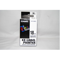 TAPE LABELLING CASIO 18MM BLACK ON WHITE XR18WE(EACH)