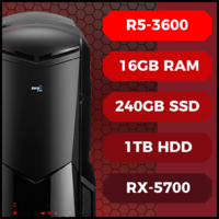 Expert Gaming PC - R5-3600, 16GB, 240GB + 1TB, RX5700, Win10
