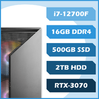 Firestorm Gaming PC - i7-12700F, 16GB DDR4, 500GB NVMe SSD + 2TB, RTX3070, Win11