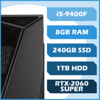Thunderstorm Gaming PC - i5-9400F, 8GB, 240GB SSD + 1TB, RTX2060 SUPER, Win10