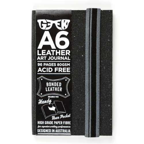 VISUAL ART DIARY GEEK A6 LEATHER SLATE GREY 80GSM 96PG(EACH) - VISUAL ART DIARY GEEK A6 LEATHER SLATE GREY 80GSM 96PG