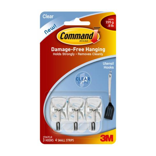 CLEAR HOOKS COMMAND ADHESIVE UTENSIL 17067CLR(EACH) - CLEAR HOOKS COMMAND ADHESIVE UTENSIL 17067CLR