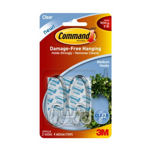 CLEAR HOOKS COMMAND MED ADHESIVE 17091CLR(EACH) - CLEAR HOOKS COMMAND MED ADHESIVE 17091CLR