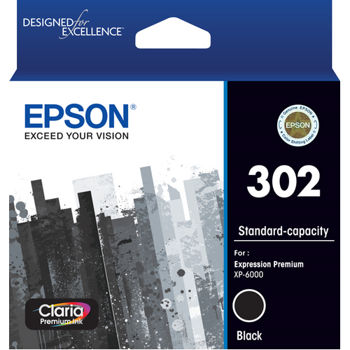 EPSON 302 PIGMENT BLACK INK CLARIA PREMIUM FOR EXPRESSION PREMIUM XP-6000