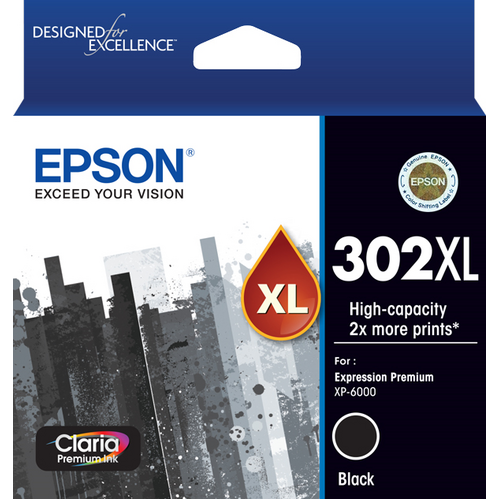 EPSON 302XL PIGMENT BLACK INK CLARIA PREMIUM FOR EXPRESSION PREMIUM XP-6000