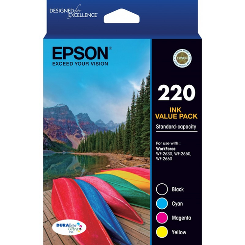 Epson 220 Four Colour STD Value Pack - 220 - Std Capacity DURABrite Ultra - Ink Cartridge Value Pack