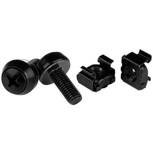 M6 x 12mm - Screws and Cage Nuts - 50 Pack  Black - StarTech.com M6 x 12mm Screws and Cage Nuts - 50 Pack - M6 Mounting Screws and Cage Nuts for Serve