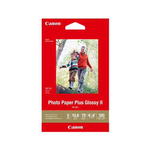 PP3014X6-100  100 Sheets  260 gsm Photo Paper Plus Glossy II - Canon Photo Paper Plus Glossy II<br /> * 4x6' <br /> * 260 gsm<br /> * 100 Sheets<br />