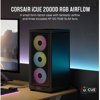 Corsair iCUE 2000D RGB AIRFLOW - Mesh Panels  USB-C  3x AF120 RGB Slim Fans  ICUE  Mini ITX Tower - Black. Case 