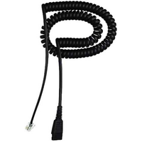 QD cord  coiled  mod plug - Jabra QD cord  coiled  mod plug  QD  RJ9  2 m  Black